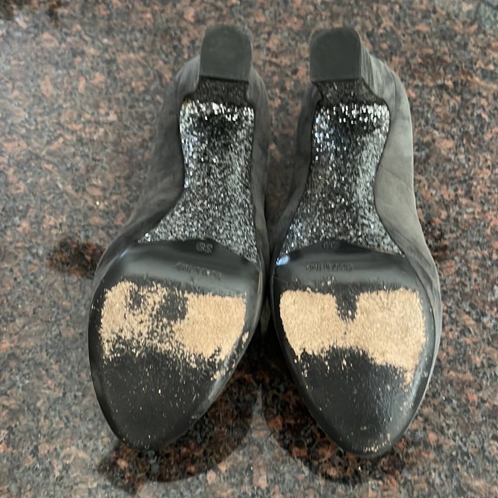 Miu Miu Suede Platform Heel W Glitter Size 38 Euc - image 2